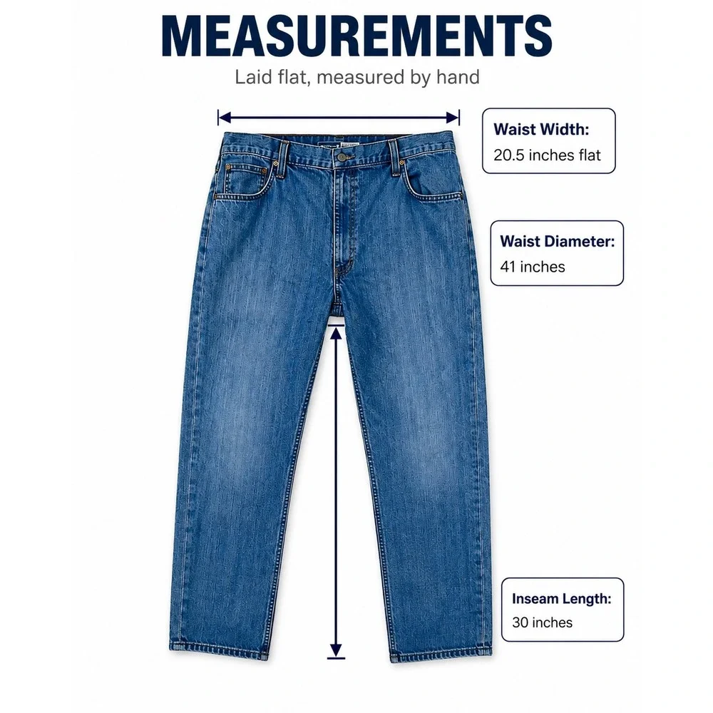 Carhartt Men's Size 42 x 30 Relaxed Fit Straight Leg Blue Denim Workwear Jeans